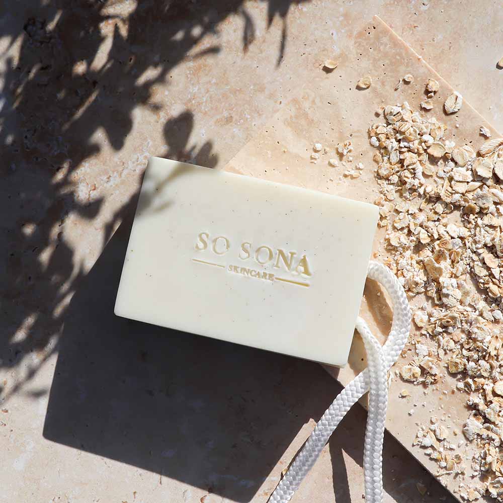 blossom soap bar with oat grains