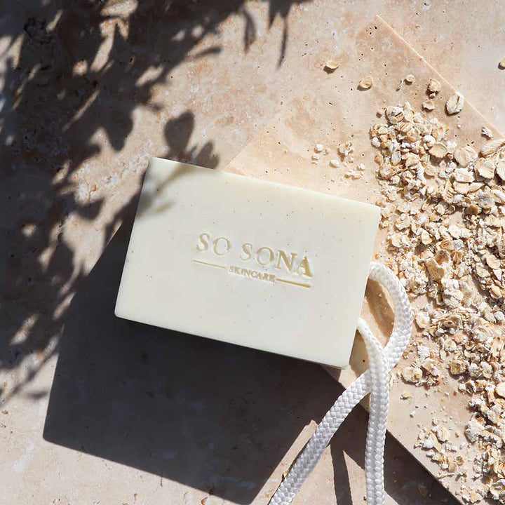 blossom soap bar with oat grains