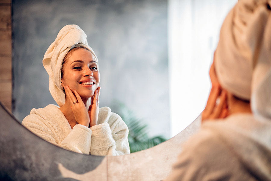 woman with naturally glowing and healthy skin