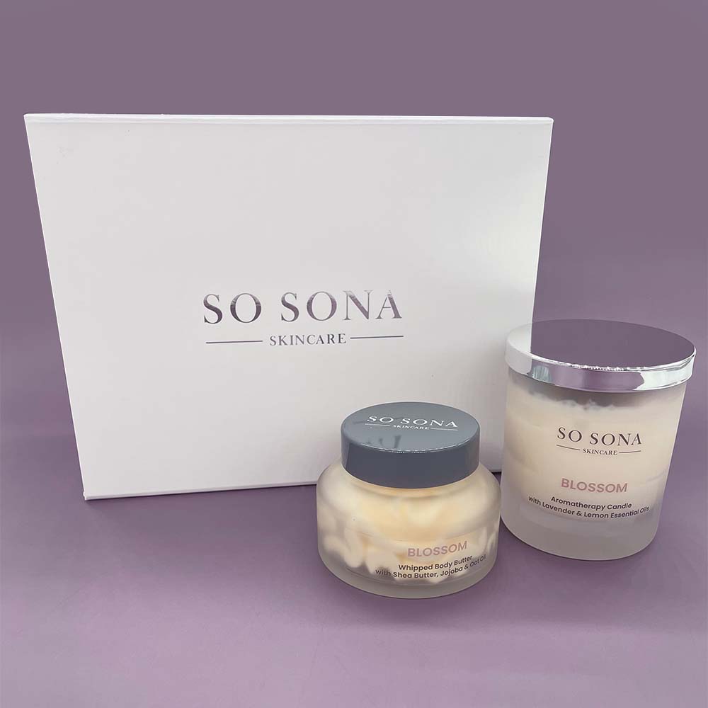 Blossom body butter and aromatherapy candle gift set